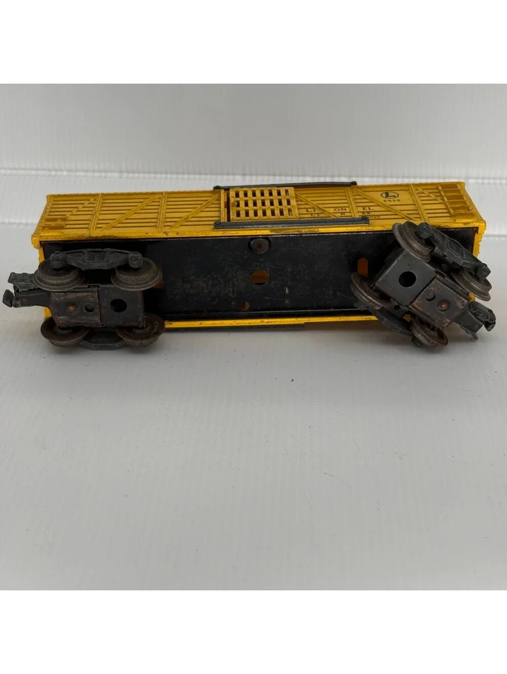 Vintage Lionel 6656 Yellow Lionel Lines O Gauge Stock Car Metal Made In USA
